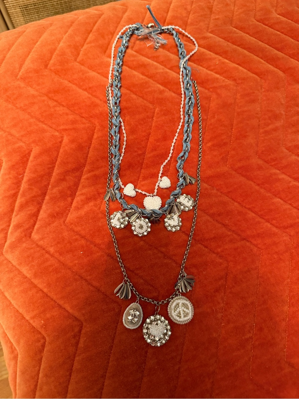 EUC Deepa Deepa Gurnani Multi-Layer Blue Beaded Charm Necklace